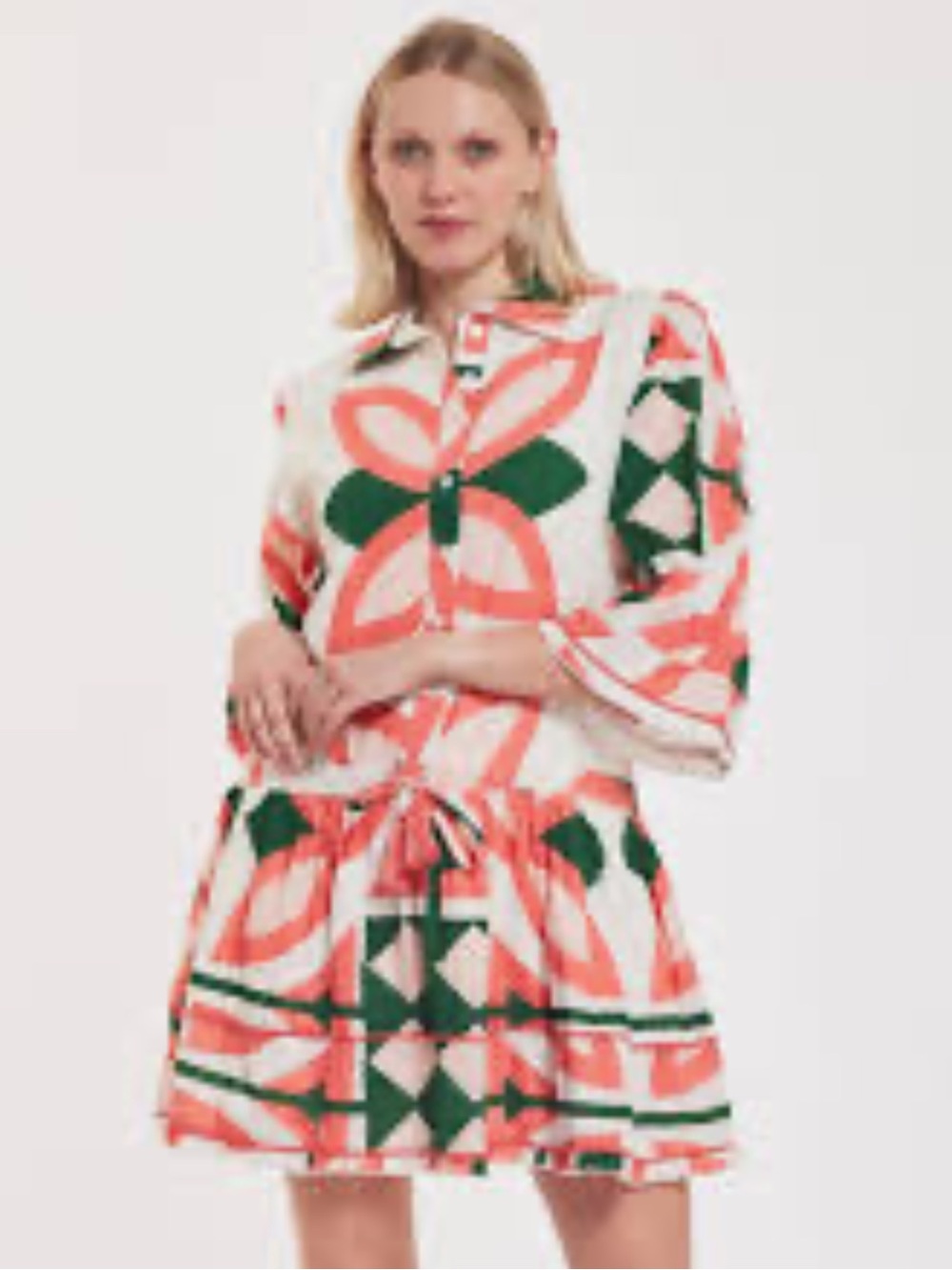 Mods Posa  Coral & Green Printed Tunic Dress - Picture 7 of 7